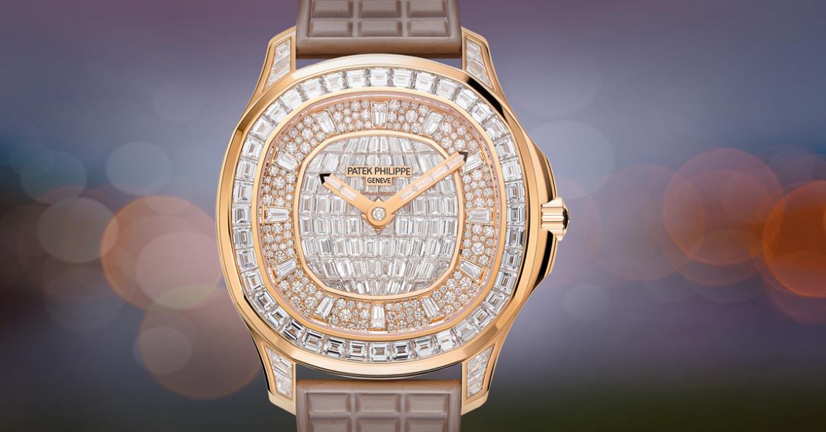 The 18k rose gold fake watches have purple straps.