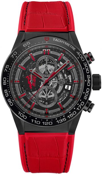 New And Unique TAG Heuer Carrera Fake Swiss Watches With Red Leather Straps For UK Sale