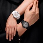 The 41 mm fake watches are made from ceramic.