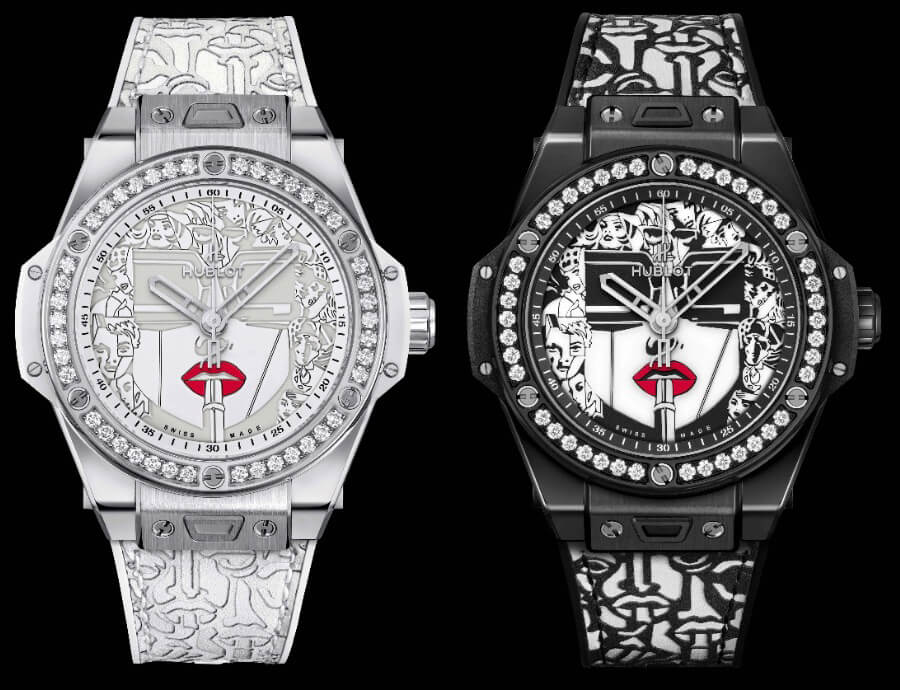 The 39 mm fake watches are decorated with diamonds.