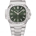 Luxury Patek Philippe Nautilus Replica Watches UK With Diamonds Bezels For Sale